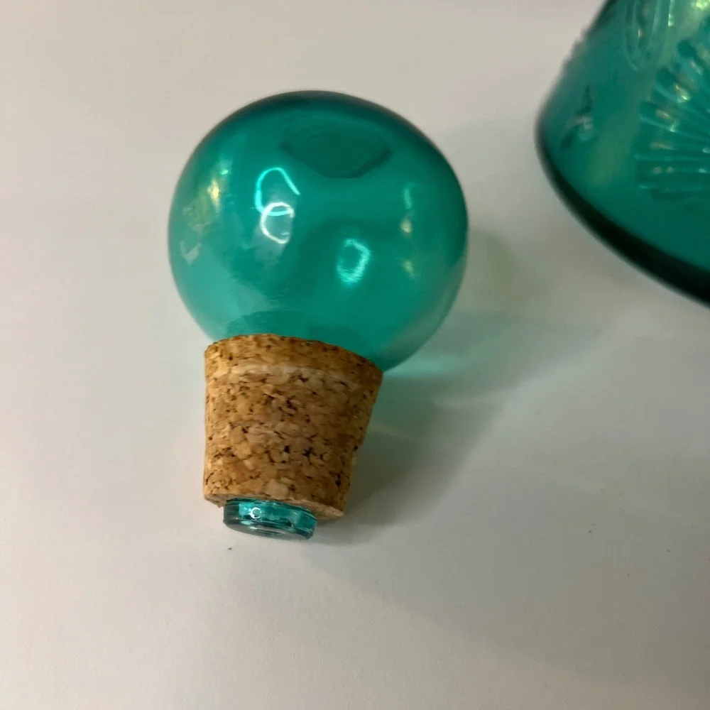 Green Glass‎ Decanter Seashell Stopper Vidrios San Miguel 14